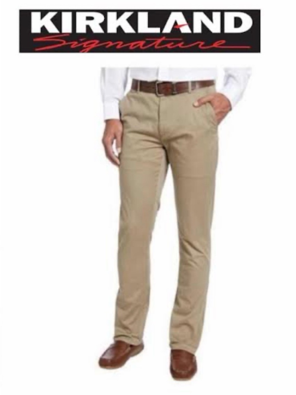 Kirkland Signature Tan Chinos - Slim Straight Fit